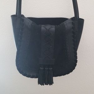 LUCKY BRAND - BOHO BLACK LEATHER CROSSBODY BAG